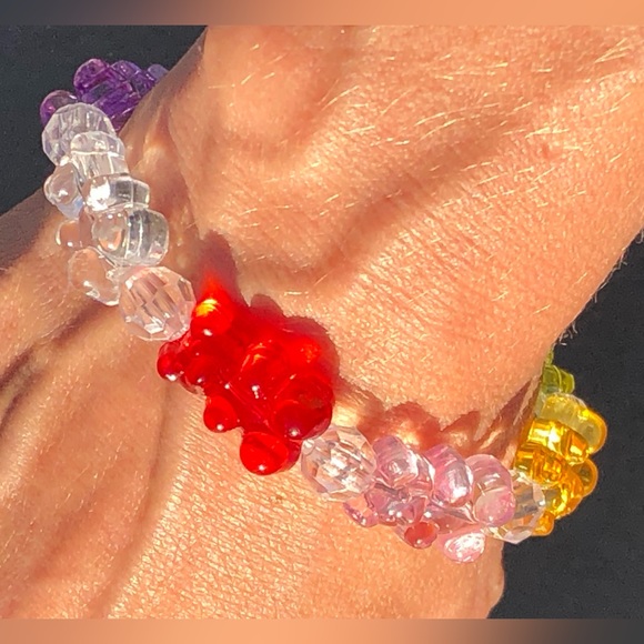 Rainbow Gummy Bear Beaded Kandi Bracelet - Picture 6 of 7